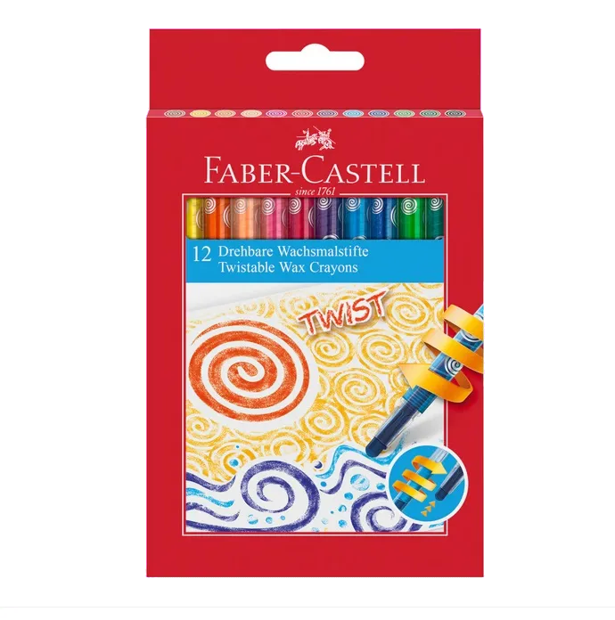 Faber-Castell 120003 Creioane cerate retractabile Faber-Castell 12 culori/ set, 4005401200031