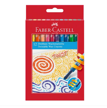 Faber-Castell 120003 Creioane cerate retractabile Faber-Castell 12 culori/ set, 4005401200031