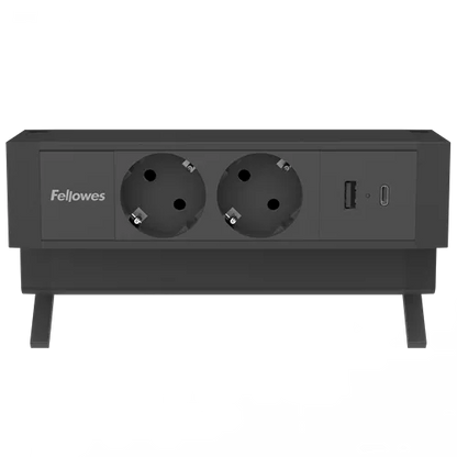 Fellowes 100137182 Prelungitor cu prindere pe birou Power Desk 2 negru 2x Schucko USB-A si USB-C 2m