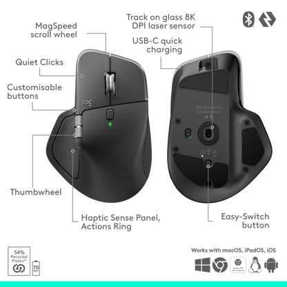 Logitech 910-007617 Logitech MX Master 4 for Business mouse wireless 8K DPI Logi Bolt USB-C Bluetooth MagSpeed graphite 910-007617 5099206133143