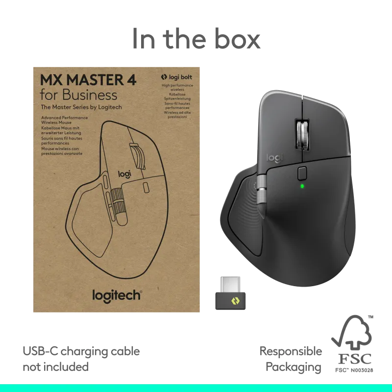 Logitech 910-007617 Logitech Mouse MX Master 4 for Business WRLS, 8000dpi, scroll, pentru dreptaci, Grafit 5099206133143