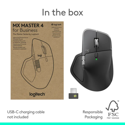 Logitech 910-007617 Logitech MX Master 4 for Business mouse wireless 8K DPI Logi Bolt USB-C Bluetooth MagSpeed graphite 910-007617 5099206133143