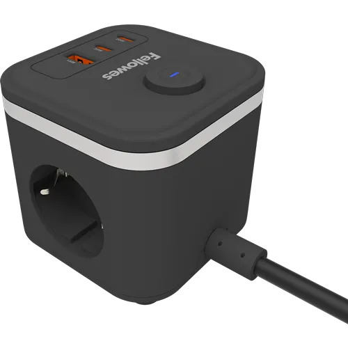 Fellowes 100137167 Fellowes Power Cube prelungitor 3 prize 2m cu intrerupator si 2x USB-C 1x USB-A negru 0043859806669
