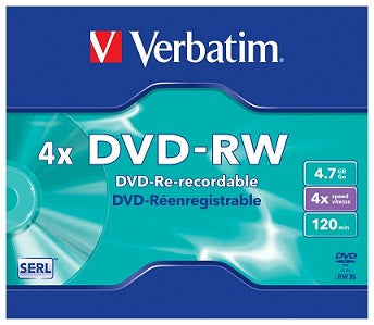 Verbatim 43285 DVD-RW 4x, 4,7 GB Matt Silver, Slim Case