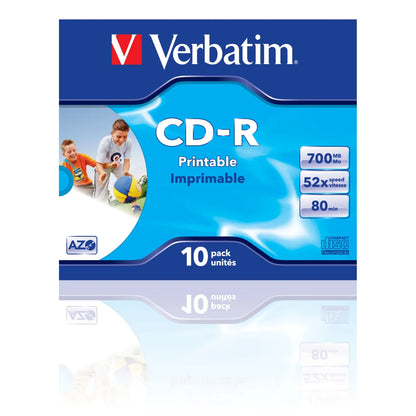 Verbatim 43325 Verbatim CD-R 700MB, 52x, DataLifePlus, Printable, Jewel/Slim Case 023942433248