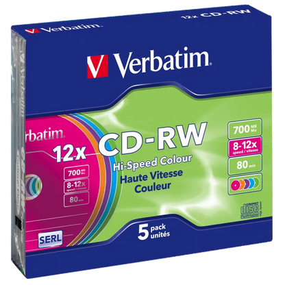 Verbatim 43167 CD-RW 8-12x 700MB, DLP, Slim Case, 023942431671