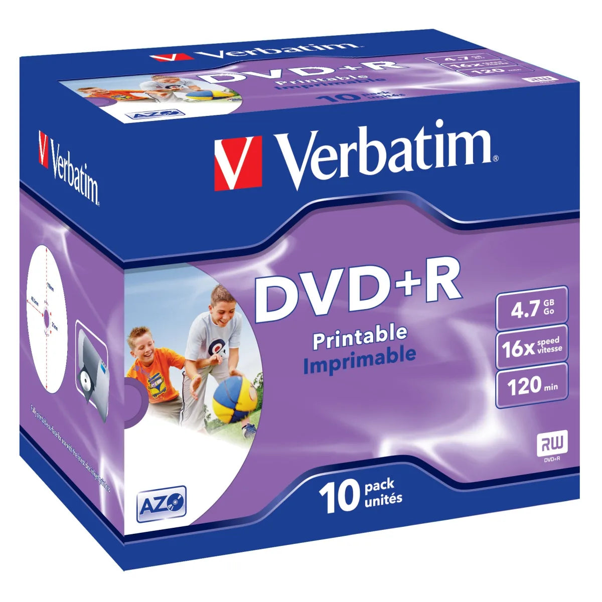 Verbatim 43508 Verbatim DVD+R 16x, 4.7 GB, Jewel Case, printabil inkjet 0023942435075