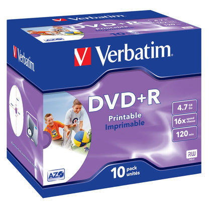 Verbatim 43508 Verbatim DVD+R 16x, 4.7 GB, Jewel Case, printabil inkjet 0023942435075