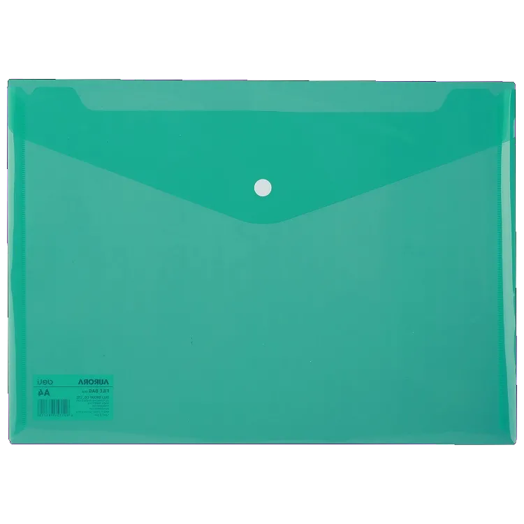 Office DLE5505G Mapa plic A4 din plastic transparent verde, cu buton (capsa), 4750650216127 8014035215300 4030969800249 6921734983718