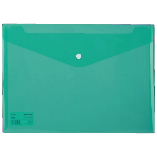 Office DLE5505G Mapa plic A4 din plastic transparent verde, cu buton (capsa), 4750650216127 8014035215300 4030969800249 6921734983718