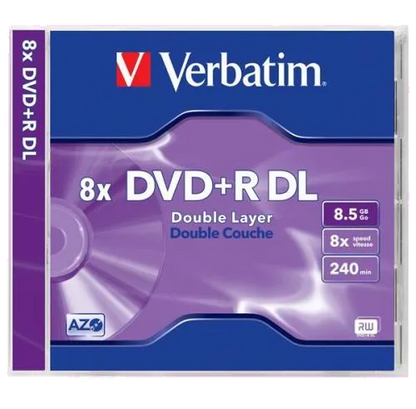 Verbatim 43541 DVD+R, 8x, 8.5GB Double Layer, Jewel Case, 02394243541 023942435419 023942435402