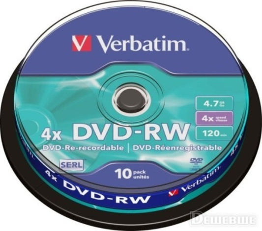 Verbatim 43552 Set 10 buc, DVD-RW 4x, 4.7GB, 120min, Matt Silver, 02394243552 023942435525