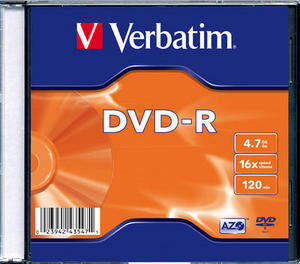 Verbatim 43557 DVD-R, 16x, 4.7GB, 120min, matt silver, Slim Case, 023942435570 023942435471