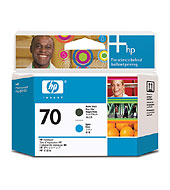 HP C9404A Cap de printare No.70 ORIGINAL Matte black and cyan, 882780390751