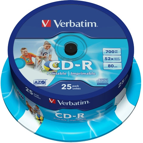 Verbatim 43439 Set 25 buc, CD-R 700MB, 52x, Wide Inkjet Printable, 023942434399