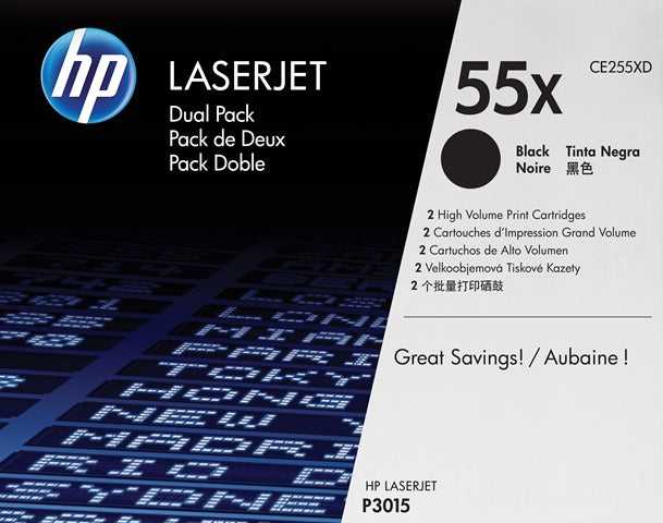 HP CE255XD Dual pack No.55X 2xCE255X, 2x12.5k, 885631277102