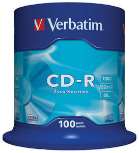 Verbatim 43411 Set 100 buc, CD-R 700MB, 52x, Extra Protection, 02394243411 023942434115