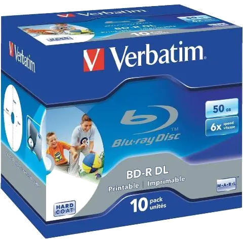 Verbatim 43736 BD-R dual layer 6X, 50GB, Wide Printable, Surface Hard Coat, 02394243736 023942437352