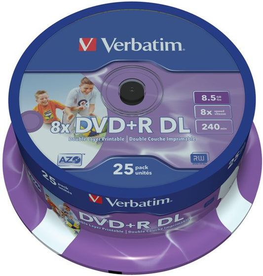 Verbatim 43667 Set 25 buc, DVD+R DOUBLE LAYER 8X 8.5GB WIDE PRINTABLE SURFACE, 02394243667