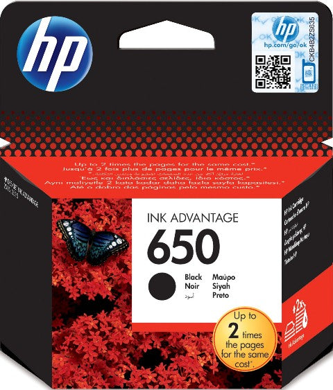 HP CZ101AE No. 650 Cartus inkjet black ORIGINAL, 360 pagini, 886112545987 886112546045