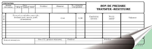 Office 14-3-3A Bon predare transfer restituire 1/2 A4 , autocopiativ 2 ex(14-3-3A)