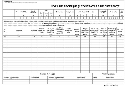 Office 14-3-1A NRCD Nota Receptie si Constatare Diferente A4 (14-3-1A)