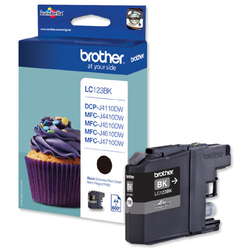 Brother LC123BK LC-123BK Cartus negru pentru MFC-J4410DW/MFC-J4510DW/DCP-J552DW (600 pagini), 4977766713894