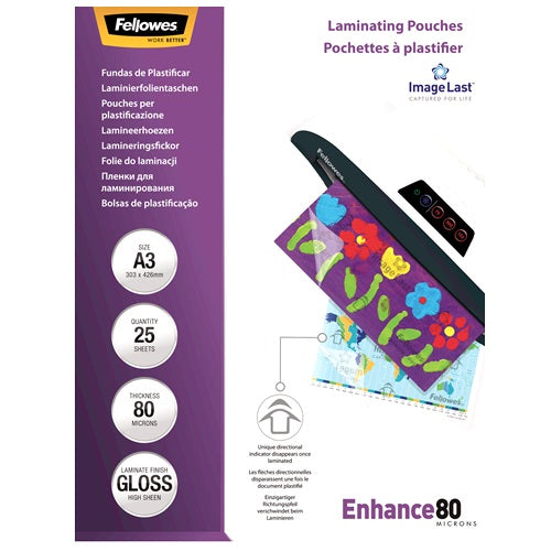 Fellowes 5396403 Folie de laminat A3 80 microni 25 buc/set, 077511539640