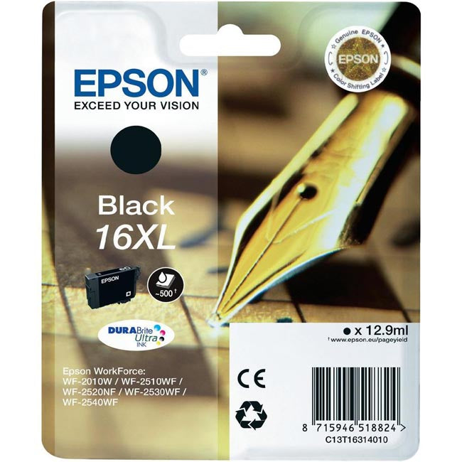 Epson C13T16314012 C13T16314010 Cartus original negru 16XL pt. WF-2010W/2510WF