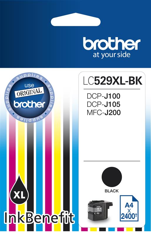 Brother LC529XLBK LC-529XLB Cartus negru pt. DCP-J100, DCP-J105, MFC-J200, 2400pag, 4977766731393