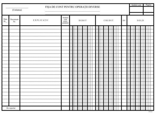 Office 16914 Set 100 fise cont analitic operatiuni diverse fata/verso, carton duplex 230g