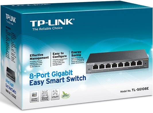 TP-Link TL-SG108E Switch 8-Port-uri 10/100/1000 Gigabit, carcasa metalica (TL-SG108E), 6935364021856