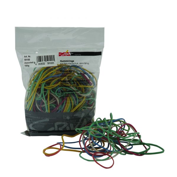 Office 2577 Inele elastic din cauciuc 100g, dimensiuni si culori asortate, 4043032591005 4030969806715