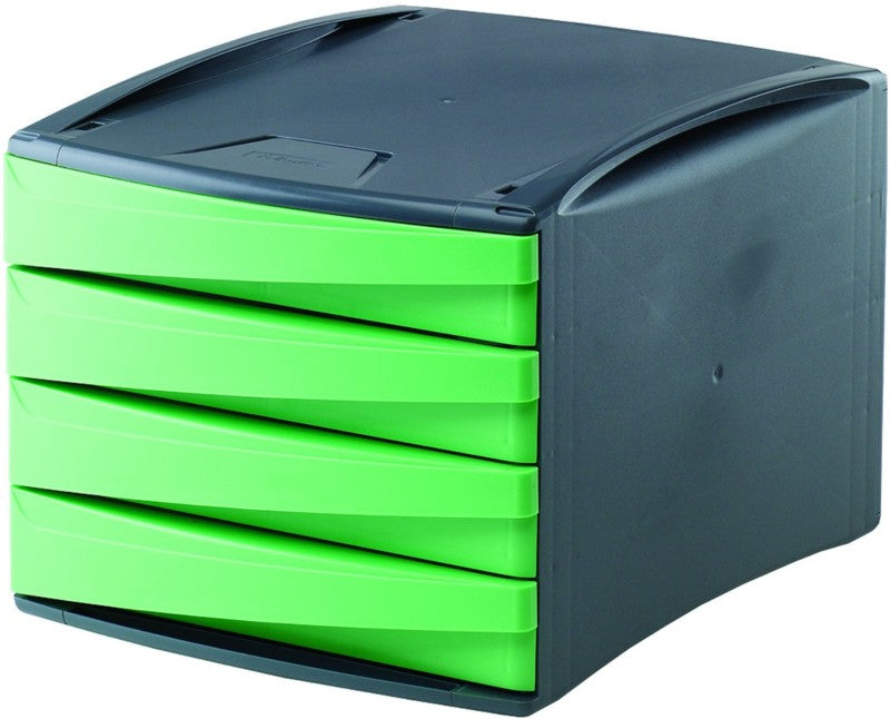 Fellowes 0019001 Green2Desk Set 4 sertare pentru documente din plastic VERDE, 043859654932 50043859654937