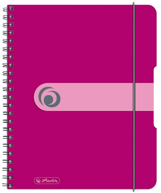 Herlitz 11293776 Caiet A5 matematica 80 file cu spirala coperta pp MAGENTA cu elastic, 4008110464862 4008110464886