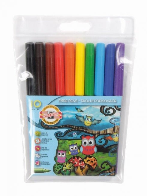 Koh-I-Noor K1012-10 Carioci set 10 culori, etui plastic (Owls), 8593539271772 8593539271741