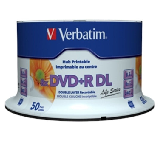 Verbatim 97693 Set 50 buc, DVD+R Double Layer 8X 8.5GB Matt Silver Printabl, 02394297693 023942976936
