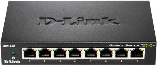 D-LINK DGS-108 Switch 8-port 10/100/1000Mbps, Carcasa metalica, 790069368240