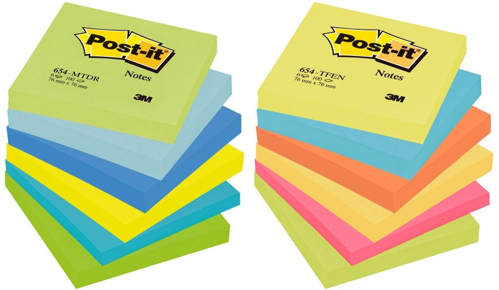 3M NOT120 Post-it 76x76mm diverse culori neon, 100 file/set, 4046719506446 4046719506385 5949053209310