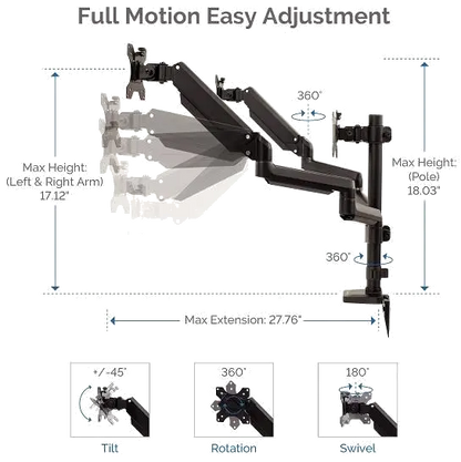 Fellowes 8042601 Platinum Series Triple Monitor Arm Black, 43859716975 50043859716970