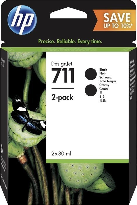 HP P2V31A No. 711 Black dual-pack original HC, T120, T520, 2 x 80ml, 190780593912