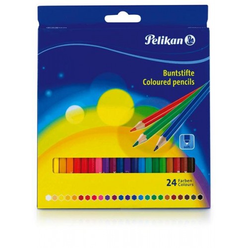 Pelikan 700122 Creioane colorate lacuite cu mina moale, varf 3,0 mm, varf 3 mm, set 24 culori, 4012700724014 4012700700124 4012700504357