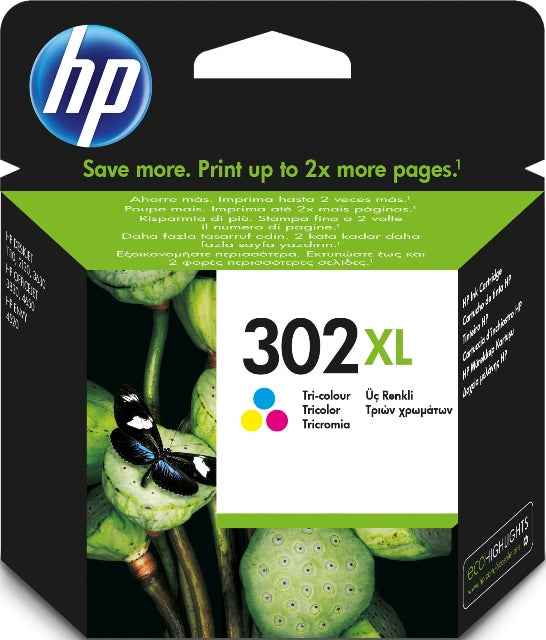 HP F6U67AE No. 302XL Cartus high yield tri-color, ORIGINAL, 300 pag., 888793803080 888793803097 888793803073