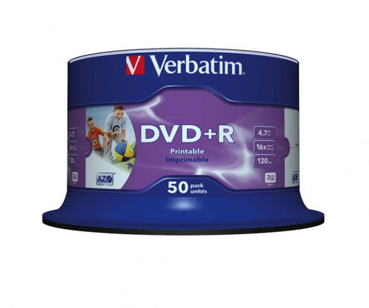 Verbatim 43512 DVD+R 4.7GB 16X, Wide Inkjet Printable spindle 50buc, 023942435129