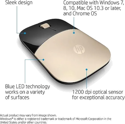 HP X7Q43AA Mouse wireless HP Z3700, gold, 190780030554