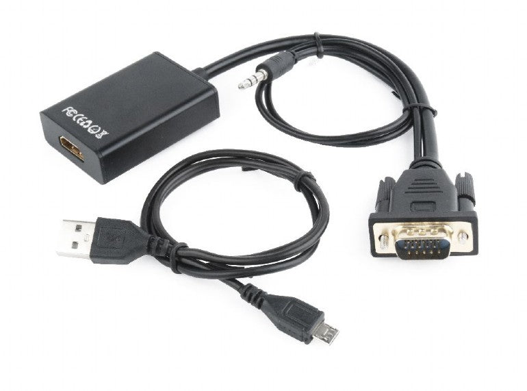 Gembird A-VGA-HDMI-01 Adaptor VGA HDMI (VGA 15 Tata HDMI 19 Mama) + USB audio Jack 3.5mm, 4040849678165 8716309098762