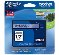 Brother TZE131 TZE-131 Banda laminata negru pe transparent, 12mm/8m, 4977766684811