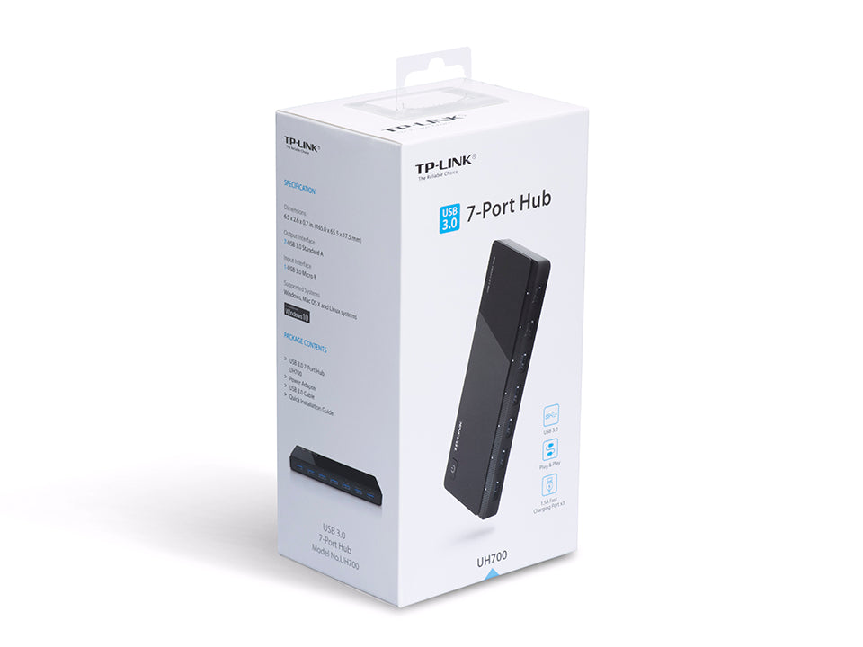 TP-Link UH700 Hub USB 3.0 7 porturi USB-A 3.0 cu alimentare externa, 6935364010065