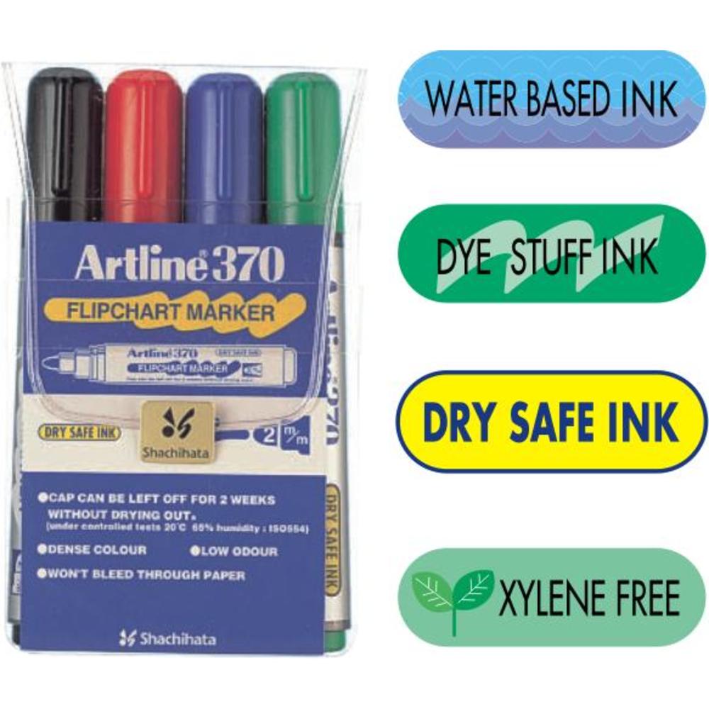 Artline EK-370/4W 370 Set 4 markere pentru flipchart varf rotund 2mm, 4974052819353 4974052818028