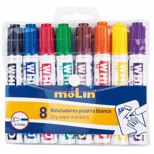 MOLIN ML-RWB230-08W Marker pentru table de scris, varf rotund, corp plastic, 8 c, 8436038970763